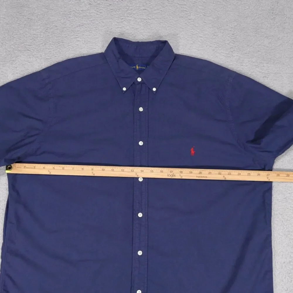 Polo Ralph Lauren Shirt Mens XLT Blue Chambray Short Sleeve Button Down